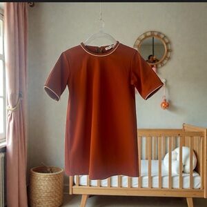 Miss Chips British boutique girls dress burnt sienna 4 brown